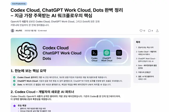세 ChatGPT 클라우드 기능을 비교한 편집용 개념 자료. 실제 제품 화면과 무관한 생성형 이미지